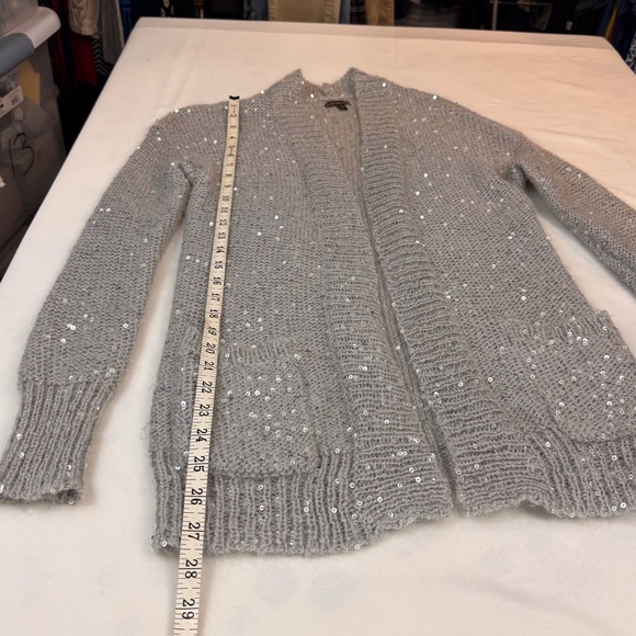 Express Gray Sequined Long Sweater - Picture 9 of 16